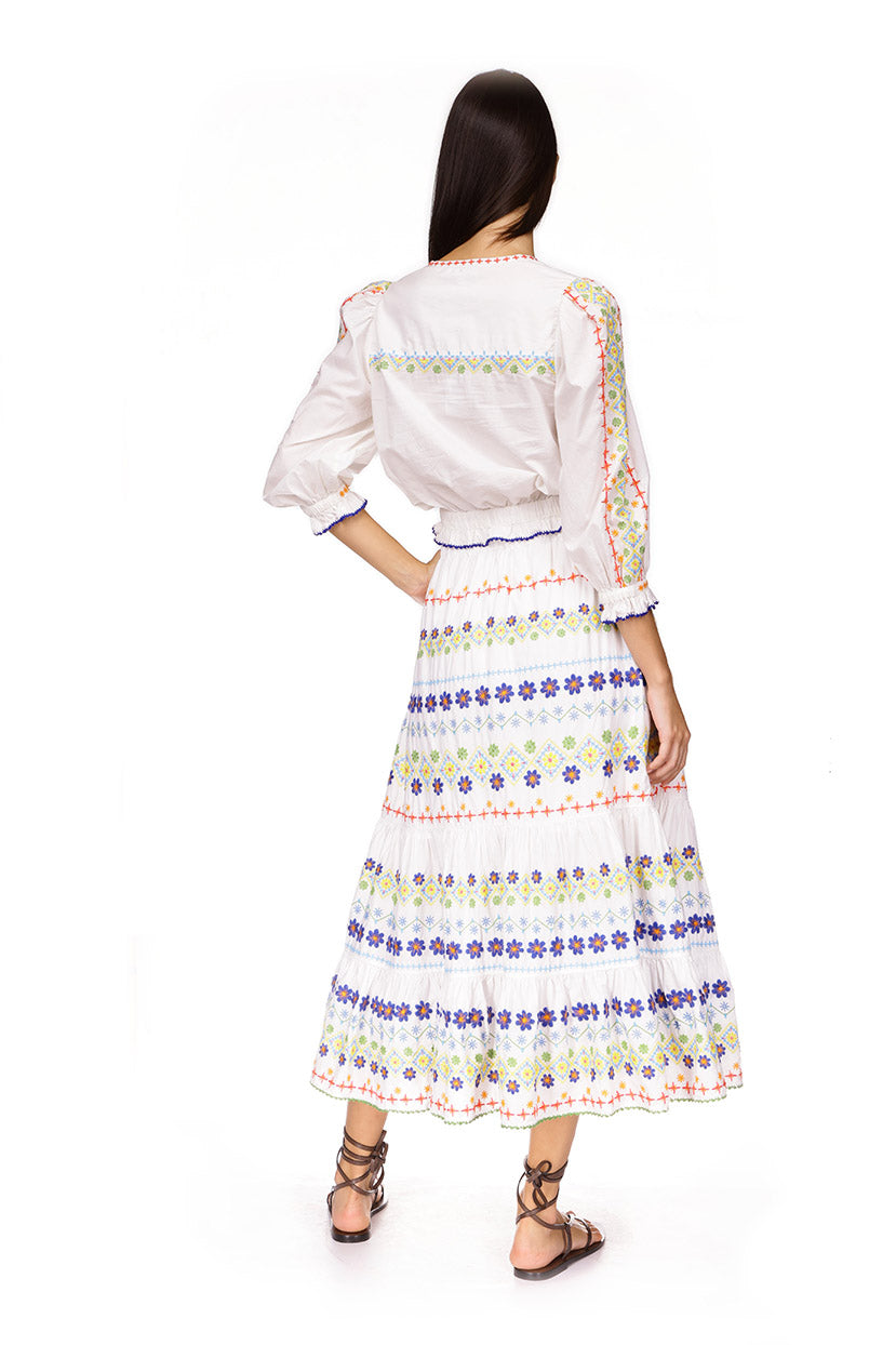 Alana Skirt | Floral Embroidered