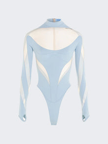 Women | Mugler | Illusion Bodysuit | Light Blue Nude 01
