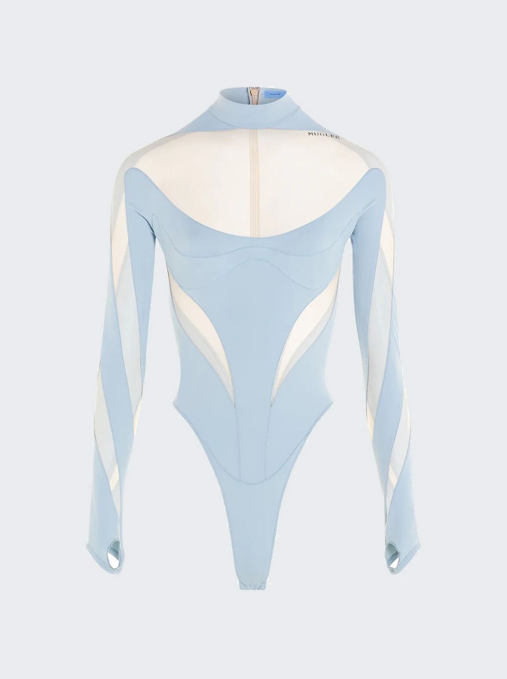 Women | Mugler | Illusion Bodysuit | Light Blue Nude 01