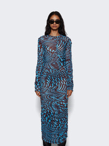 Women | Mugler | Printed Star Mesh Dress | Cherry & Turquoise