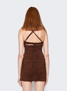 Mugler | Ruched Mini Dress | Chocolate