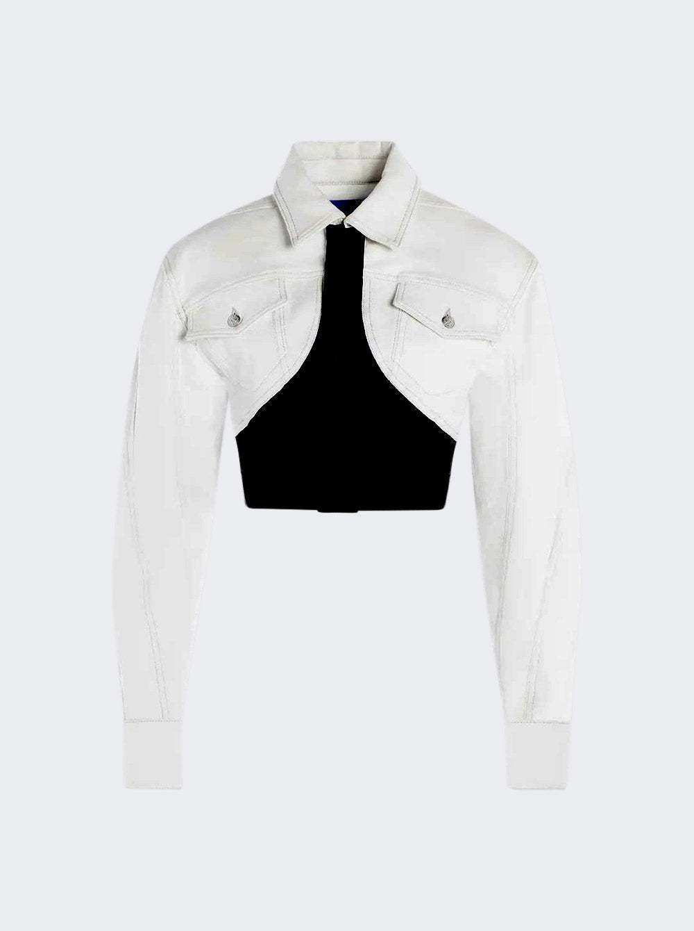 Women | Mugler | Cropped Denim Jacket | White & Black