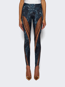 Women | Mugler | Printed Spiral Leggings | Warped Snake Black & Nude