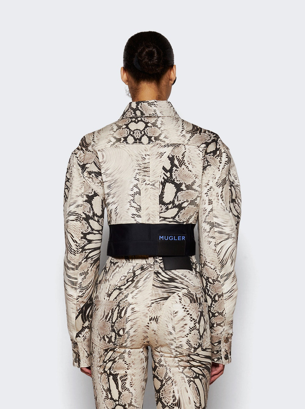 Women | Mugler | Cropped Panelled Jacket | Wrapped Snake Roccia