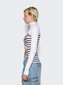 Women | Jean Paul Gaultier | Mariniere Laceree Long Sleeve Top And Navy | White