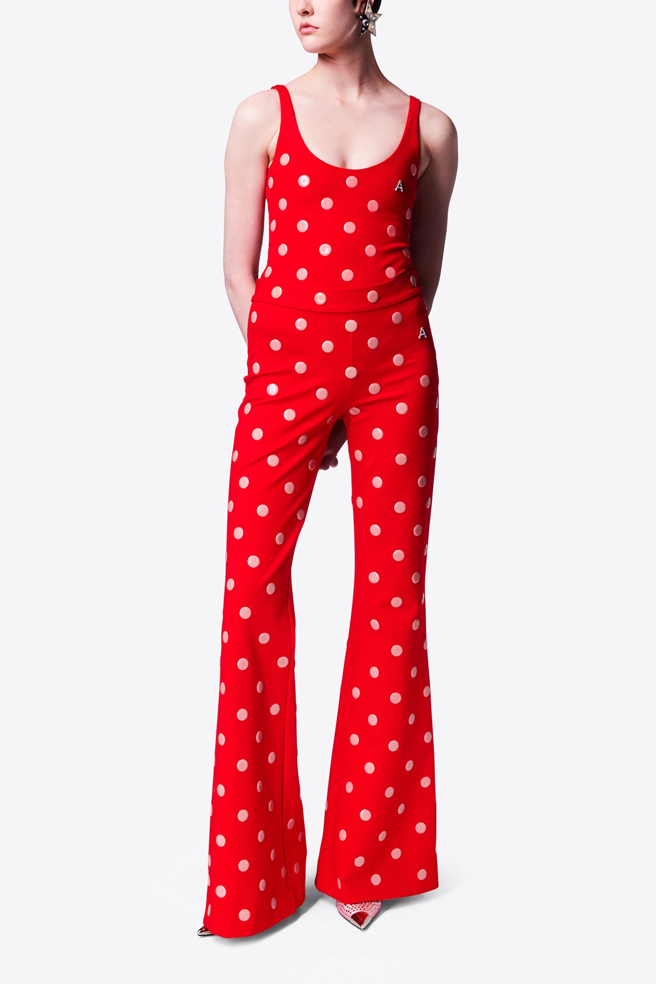 Polka Dot Flare Pant | Scarlet