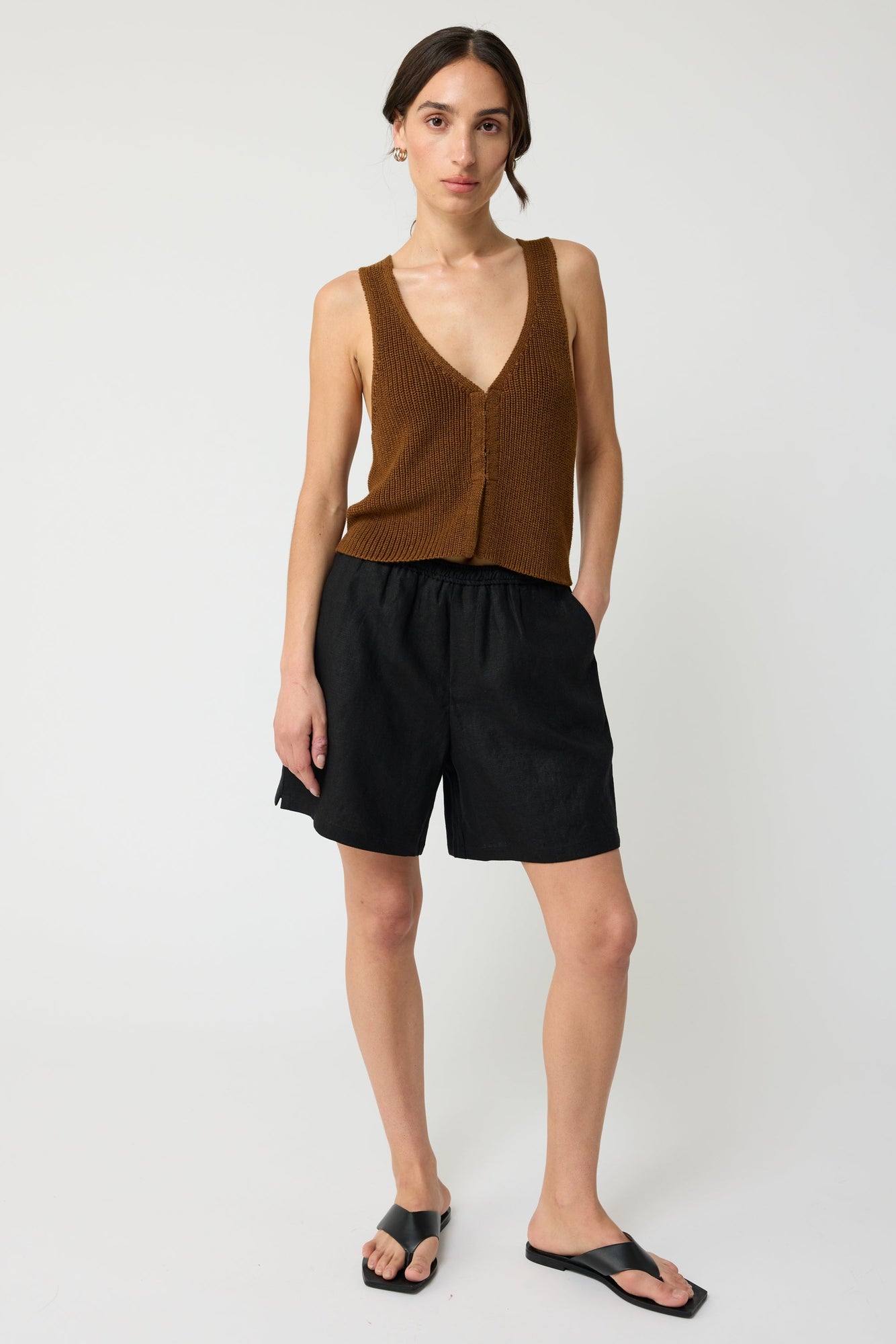 Knit V Neck Vest - Almina Concept 
