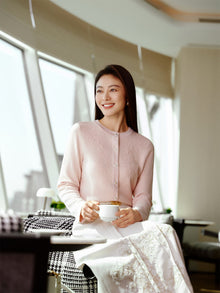 Knit Cardigan Sweater | Pink