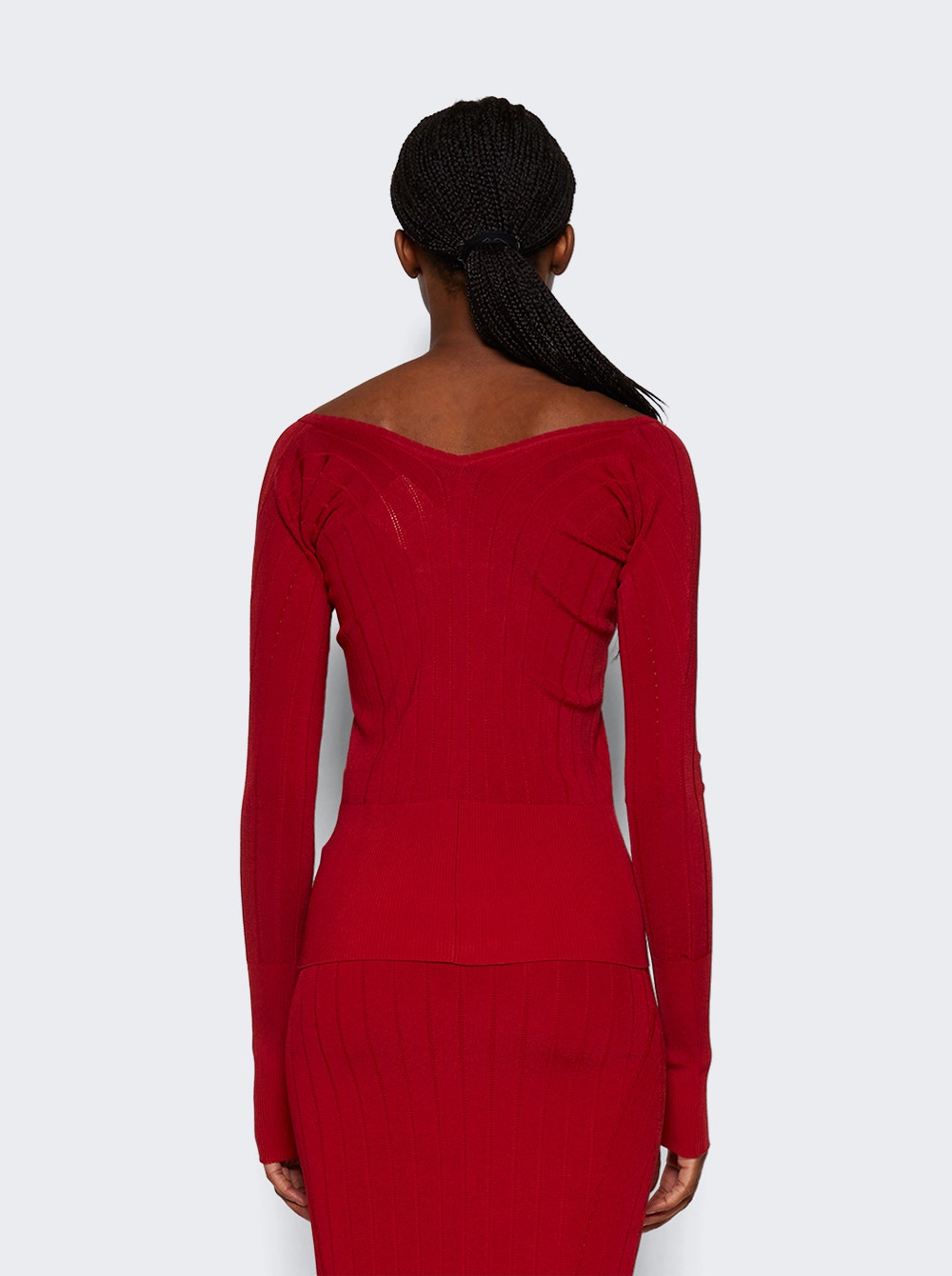 Women | Jacquemus | Long Sleeve Scalloped Top Dark | Red