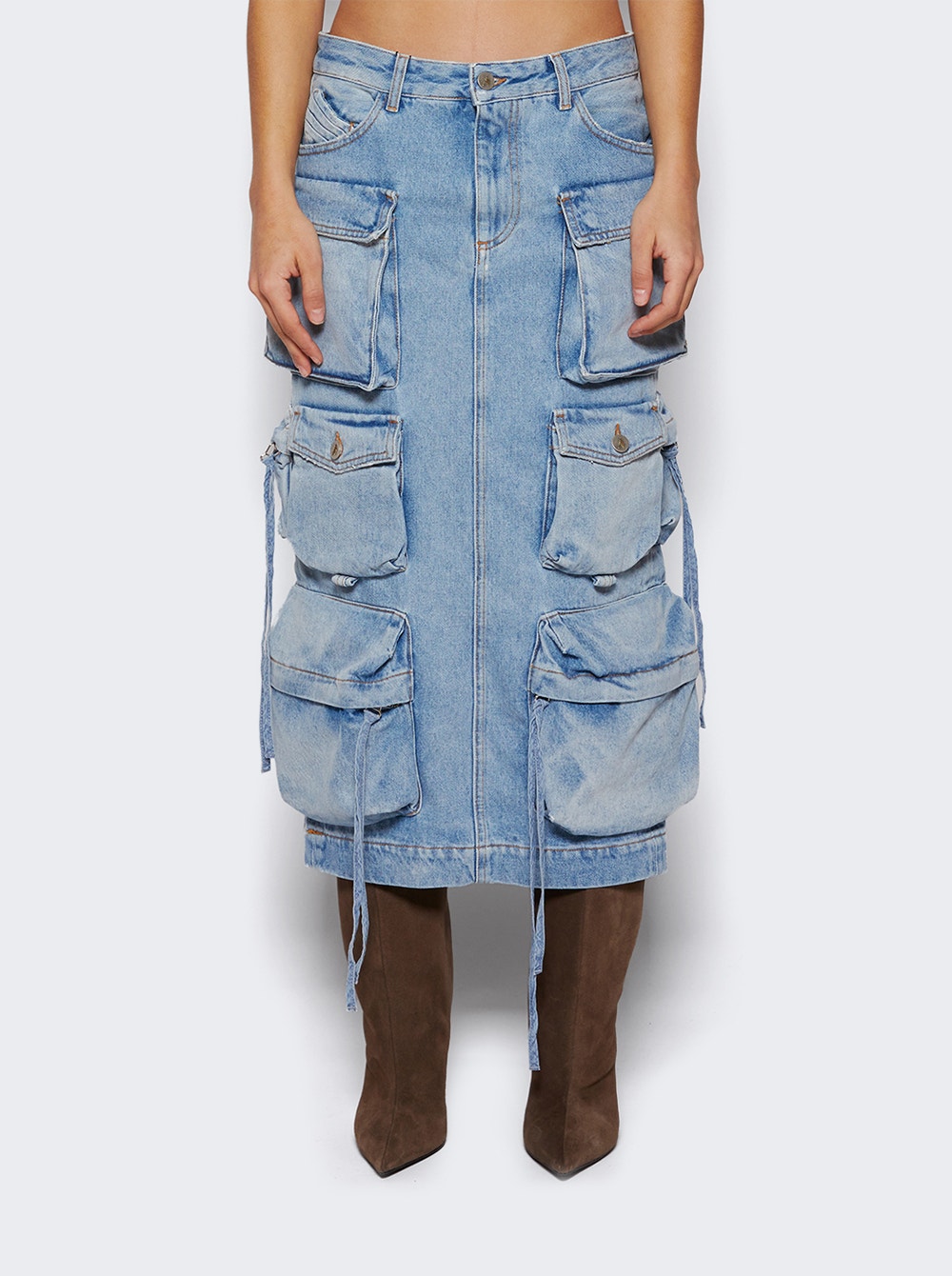Women | The Attico | Denim Midi Skirt | Sku Blue