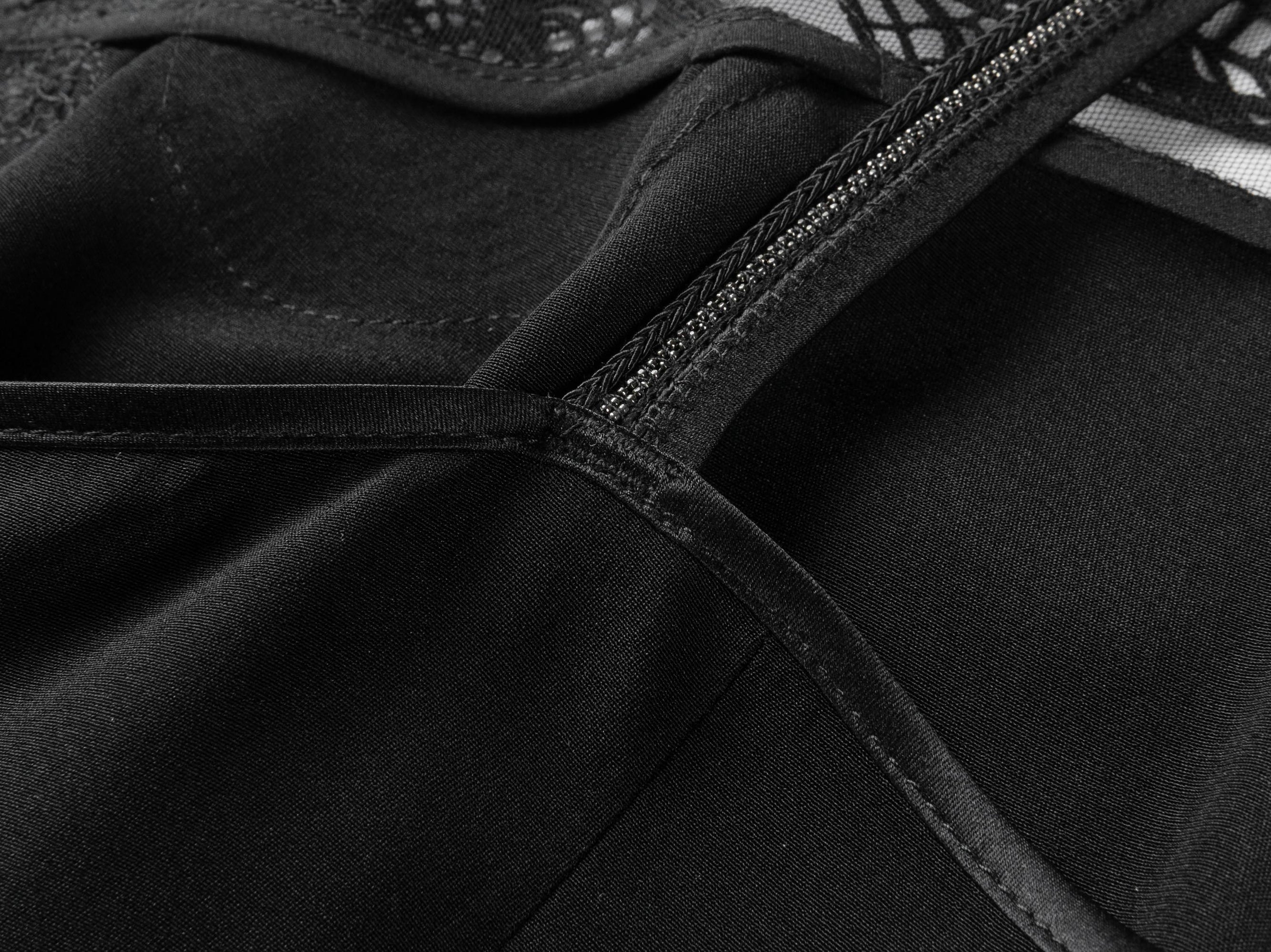 Silk V-Neck Embroidered Sleeveless Waist-Defining Dress | Black