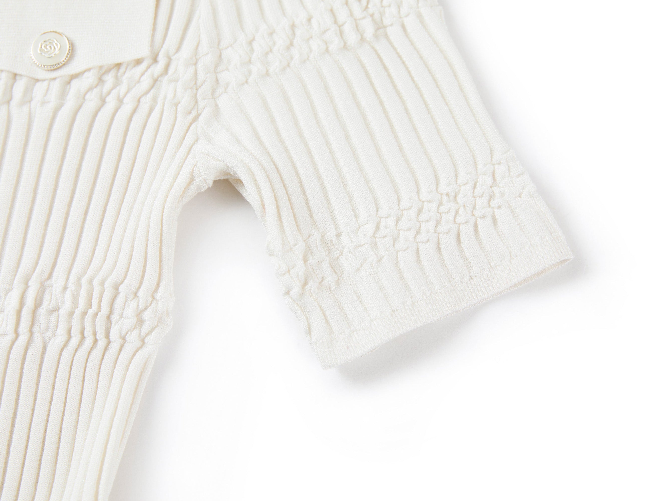 Mulberry Silk Short-Sleeve v Slim-Fit Cardigan | White