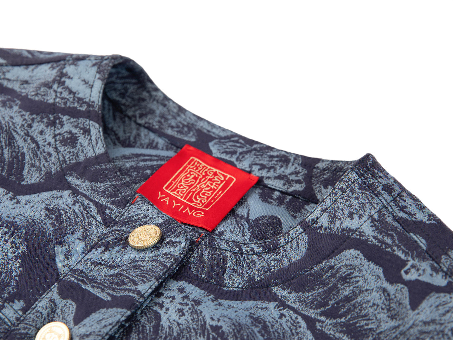 Round Neck Boxy Jacket | Blue