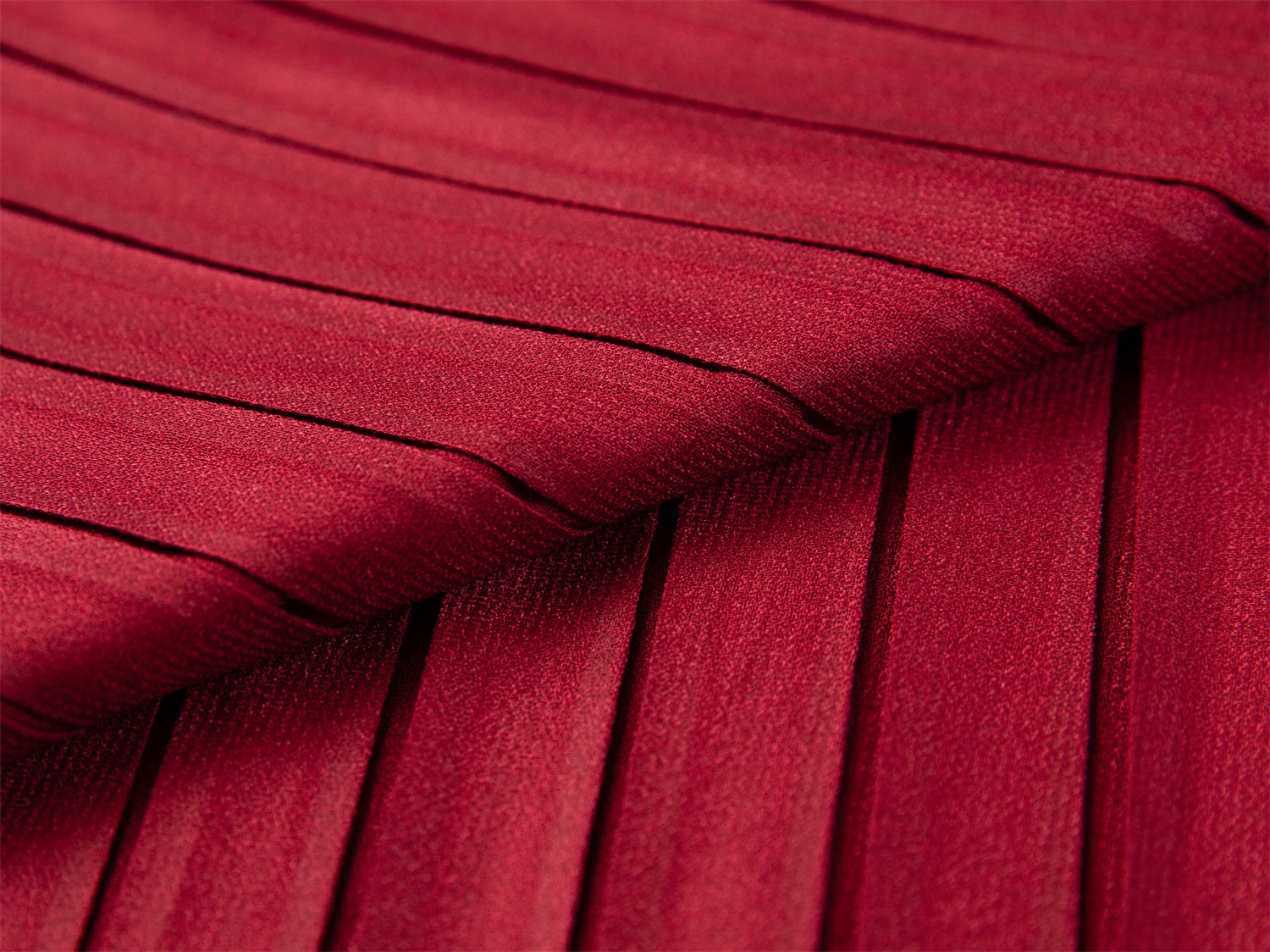 Pleated Waist-Cinched Dress | Red