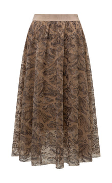 Chinese Style Embroidered Skirt | Brown