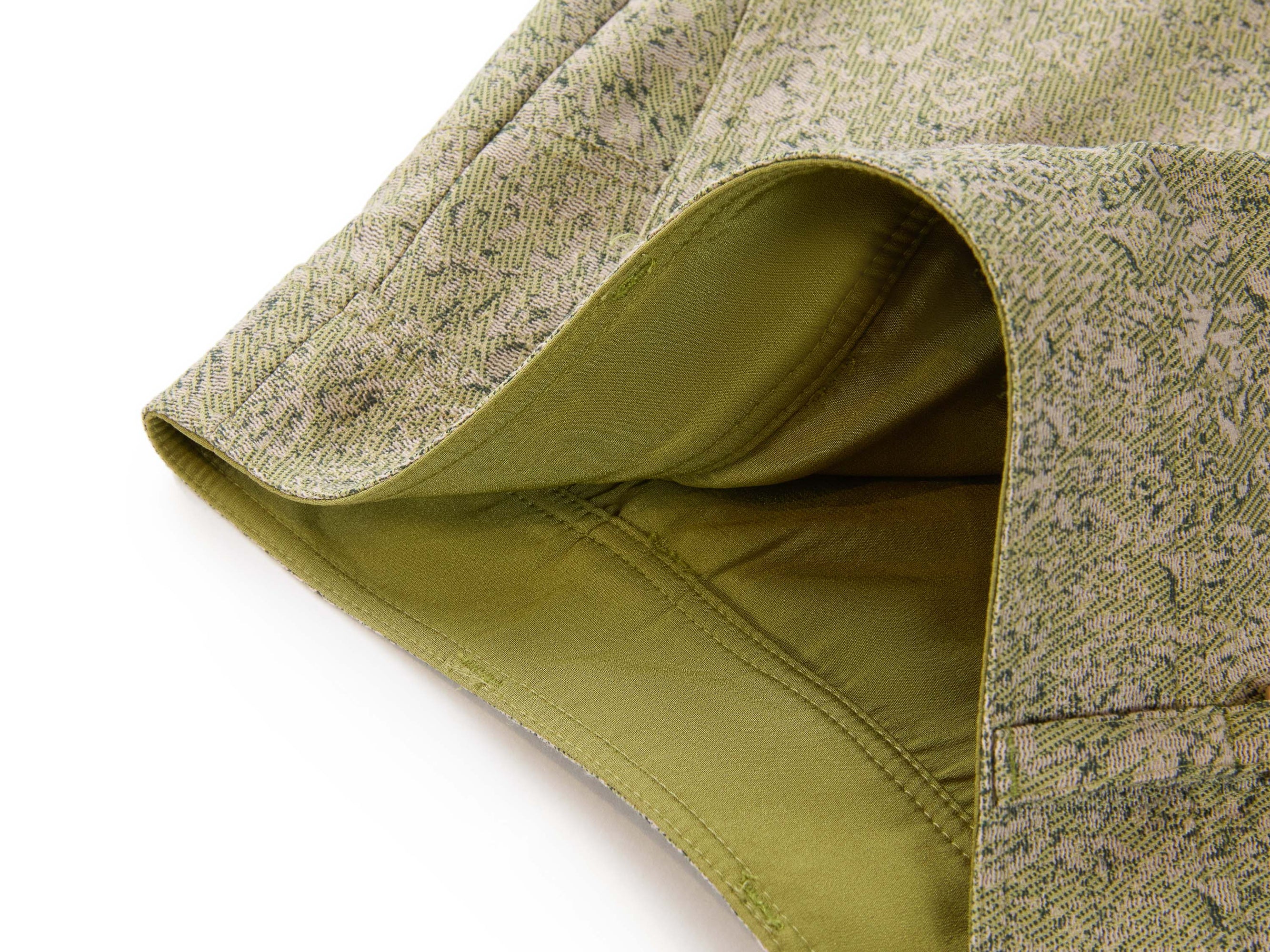 High-Waist Wool Cashmere Jacquard Skirt | Green