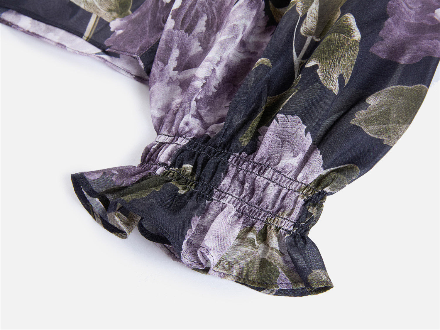 Silk Peony Print Pullover Top | Purple