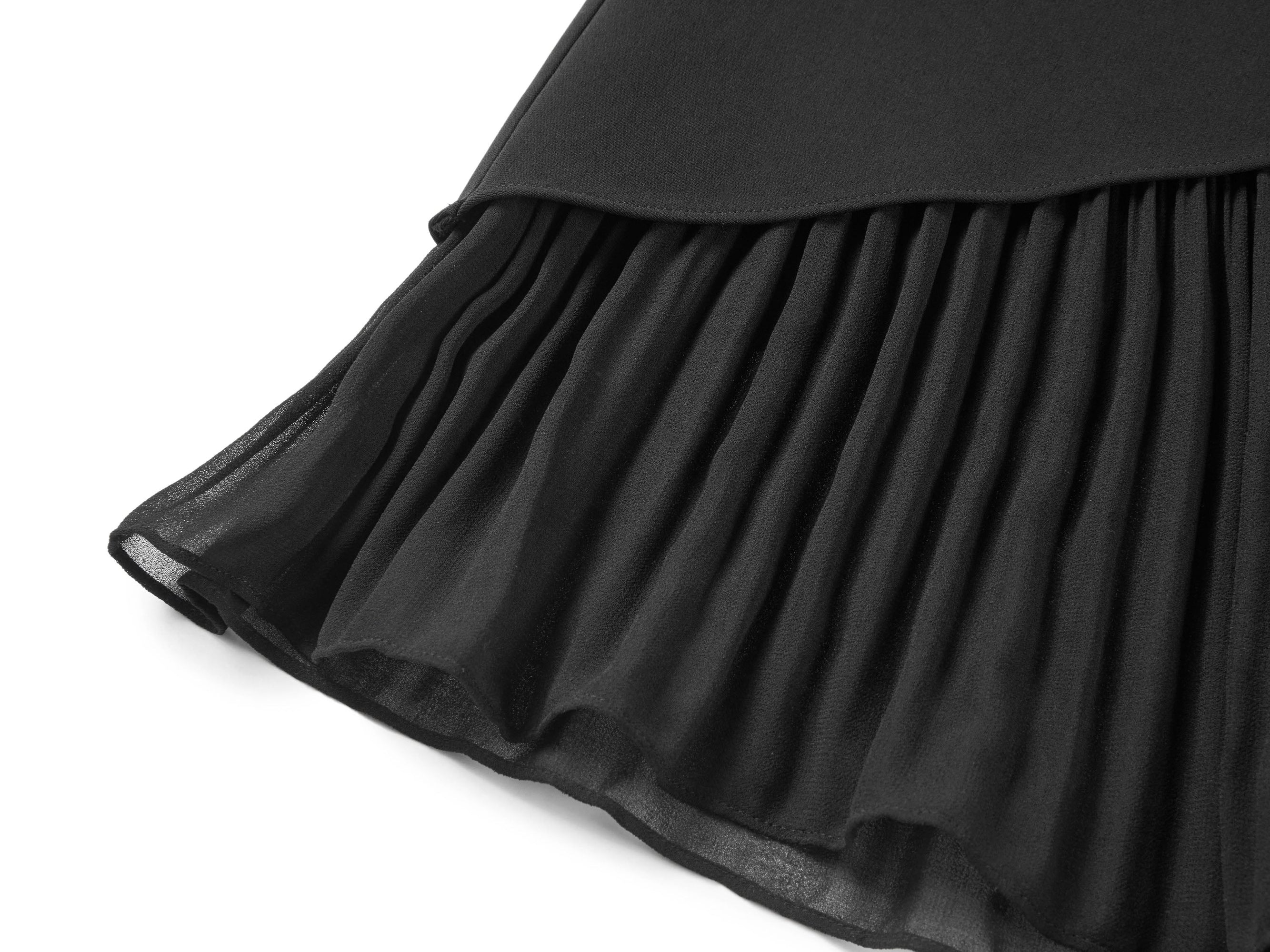 Ruffled Tulle Underlayer Midi Skirt | Black