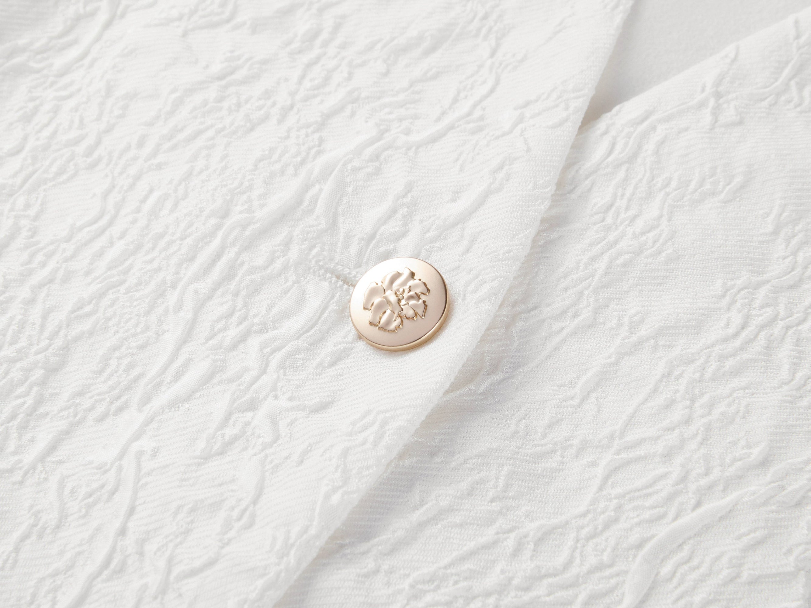 Mulberry Silk V-Neck Jacquard Jacket | White