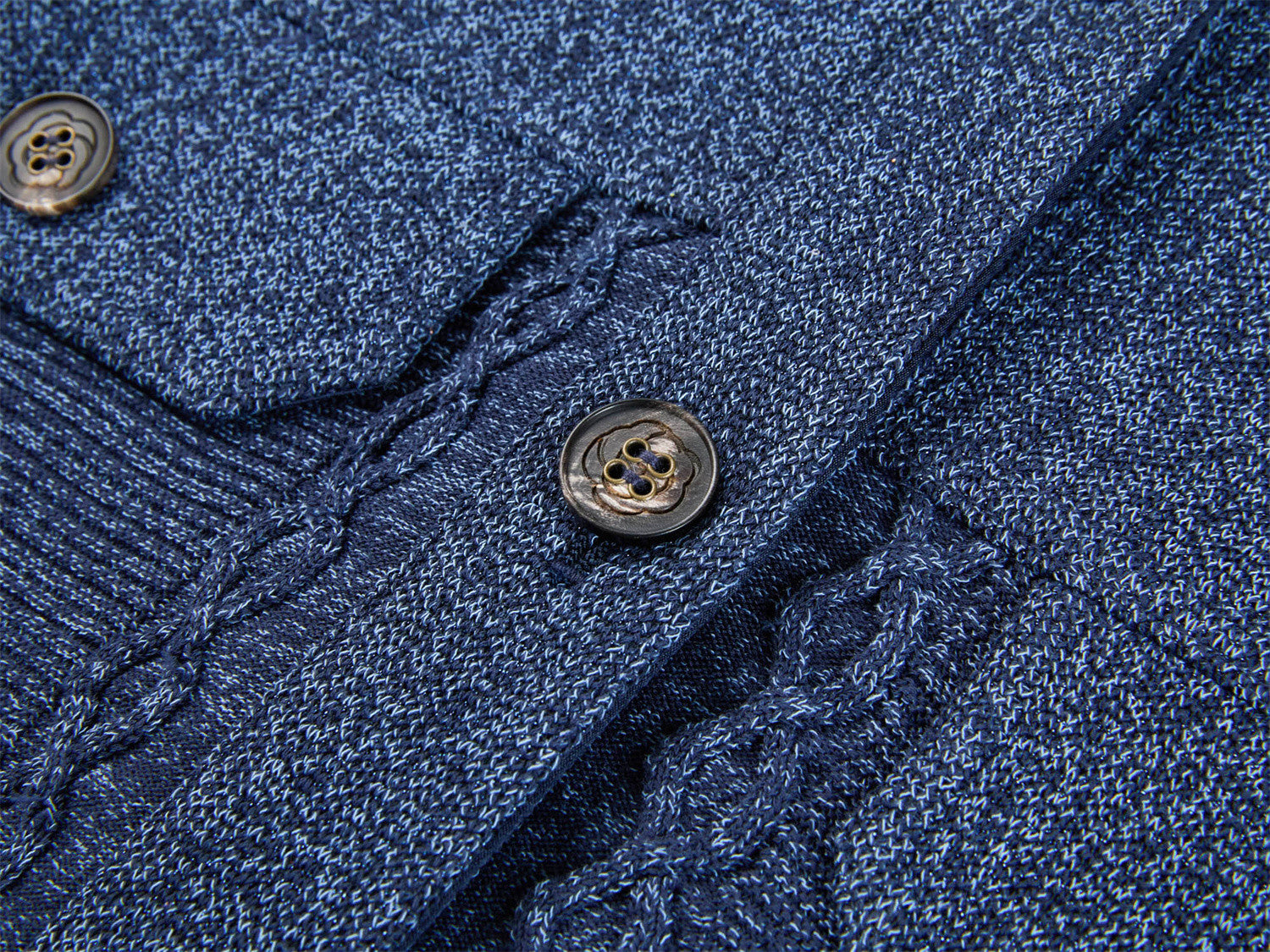 Knit Denim-Look Jacket | Navy