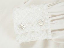 Silk Tie-Neck Embroidered Shirt | Beige