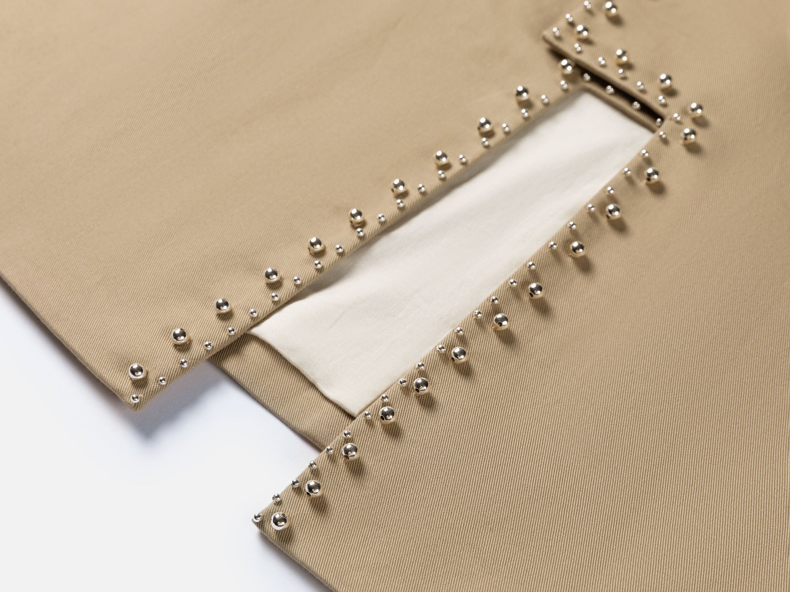 Embroidered Long Coat | Khaki