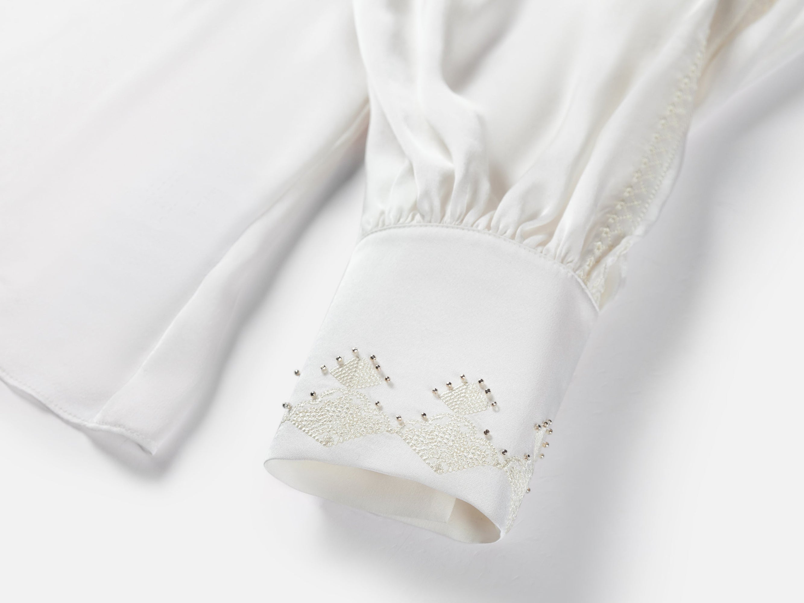 Embellished Silk Blouse | White