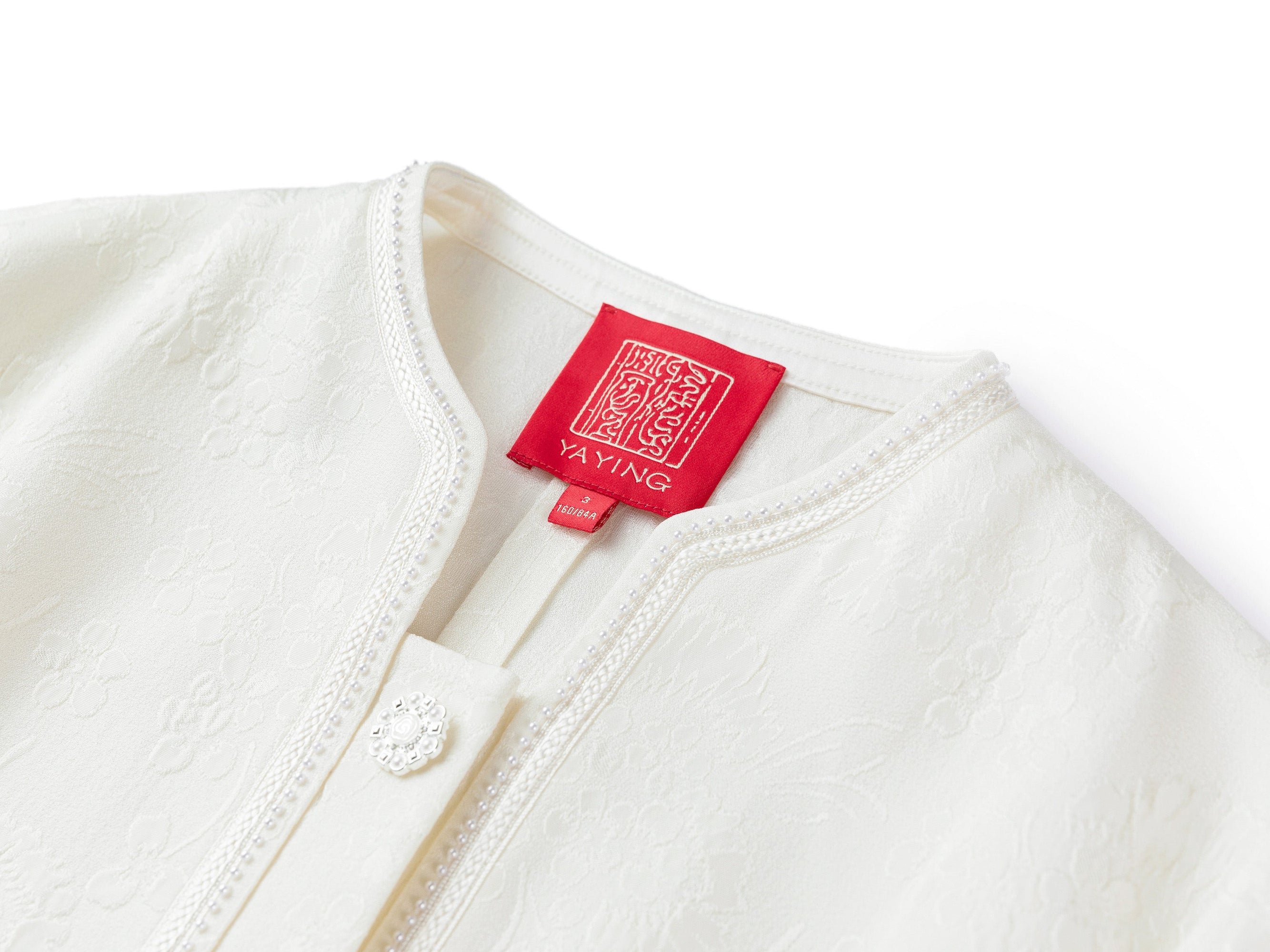 Jacquard Waist-Defining Blazer Coat | White