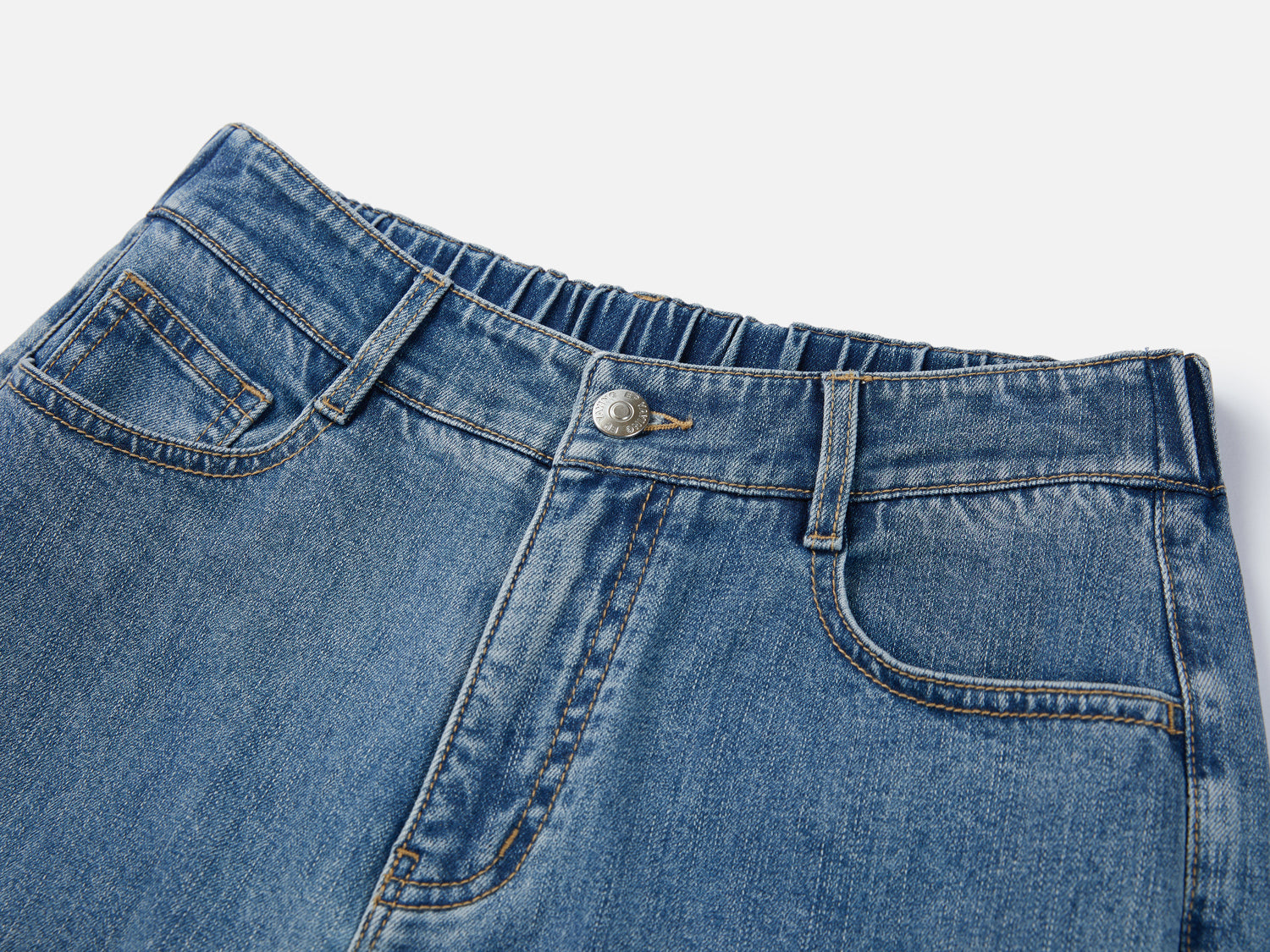 Rolled Hem Straight-Leg Jeans | Blue