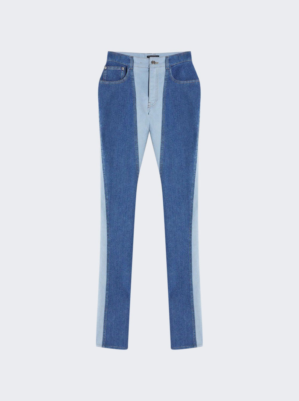 Women | Mugler | Bi-color Skinny Jeans Light And Dark Tokyo Blue | Indigo