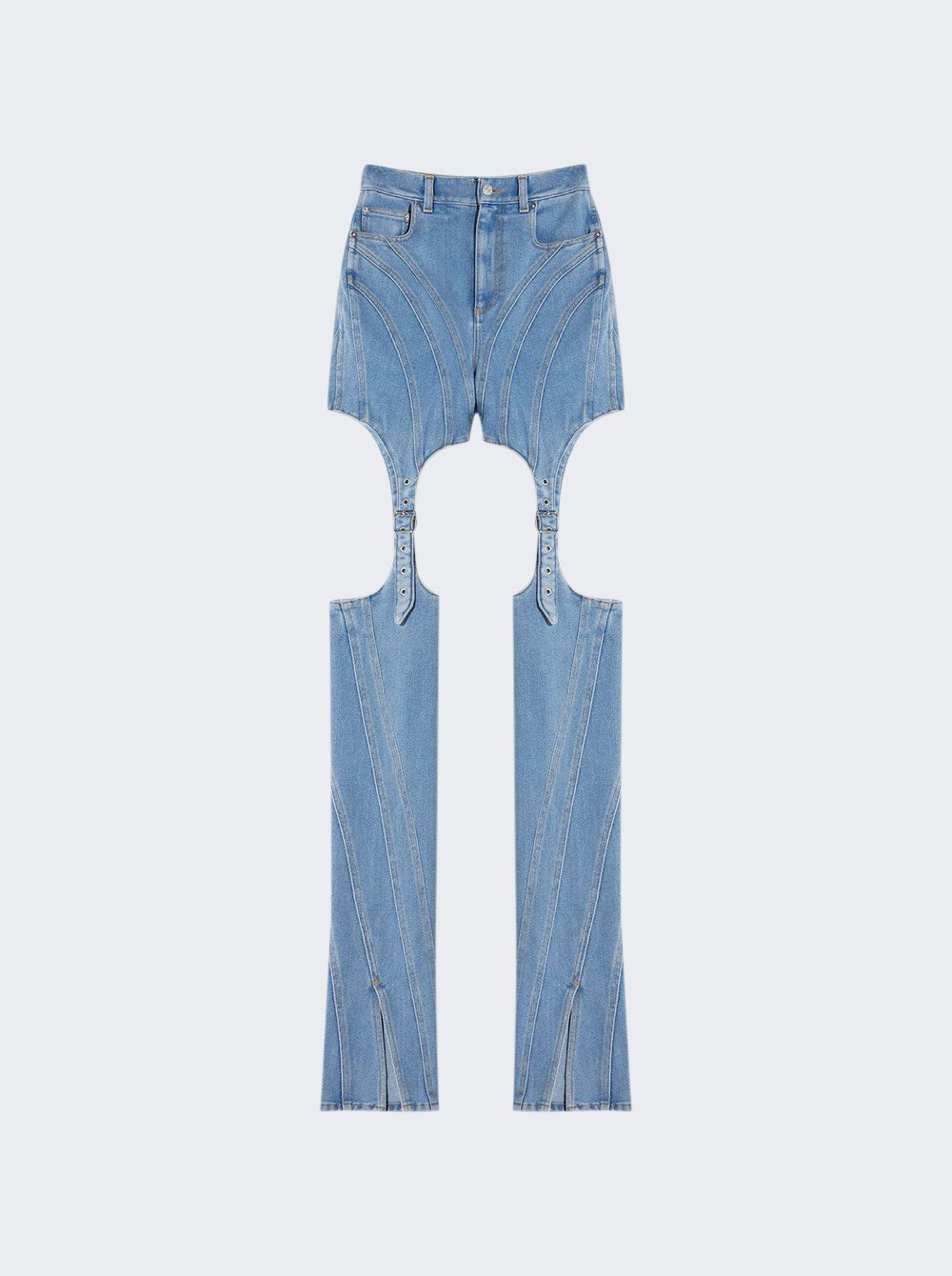 Women | Mugler | Buckled Chaps Skinny Jeans Tokyo | Blue