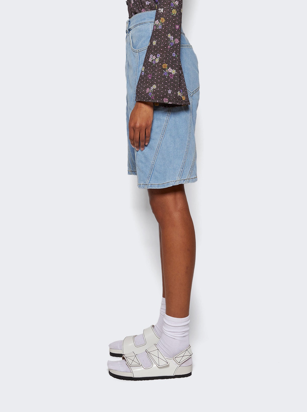 Women | Mugler | Spiral Baggy Denim Shorts | Light Blue