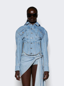 Women | Mugler | Corseted Denim Jacket | Light Blue