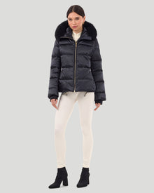 Après-Ski Jacket With Detachable Toscana Shearling Lamb Hood Trim | Women | Black x Black (V1)