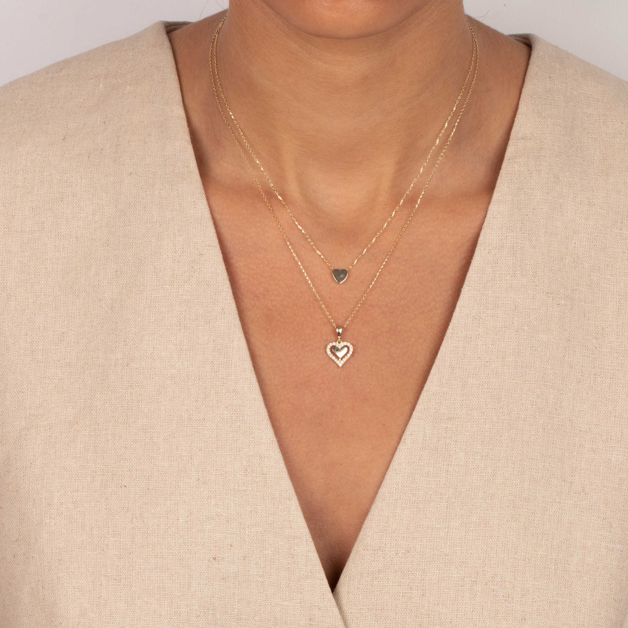 Solid Heart Pendant Charm Necklace 14K - Adina's Jewels