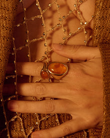 The Amber Honey Resin Statement Ring | Amber Resin | Gold
