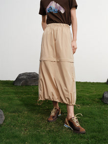 Straight-Cut Elastic Waist Sports Skirt | Khaki