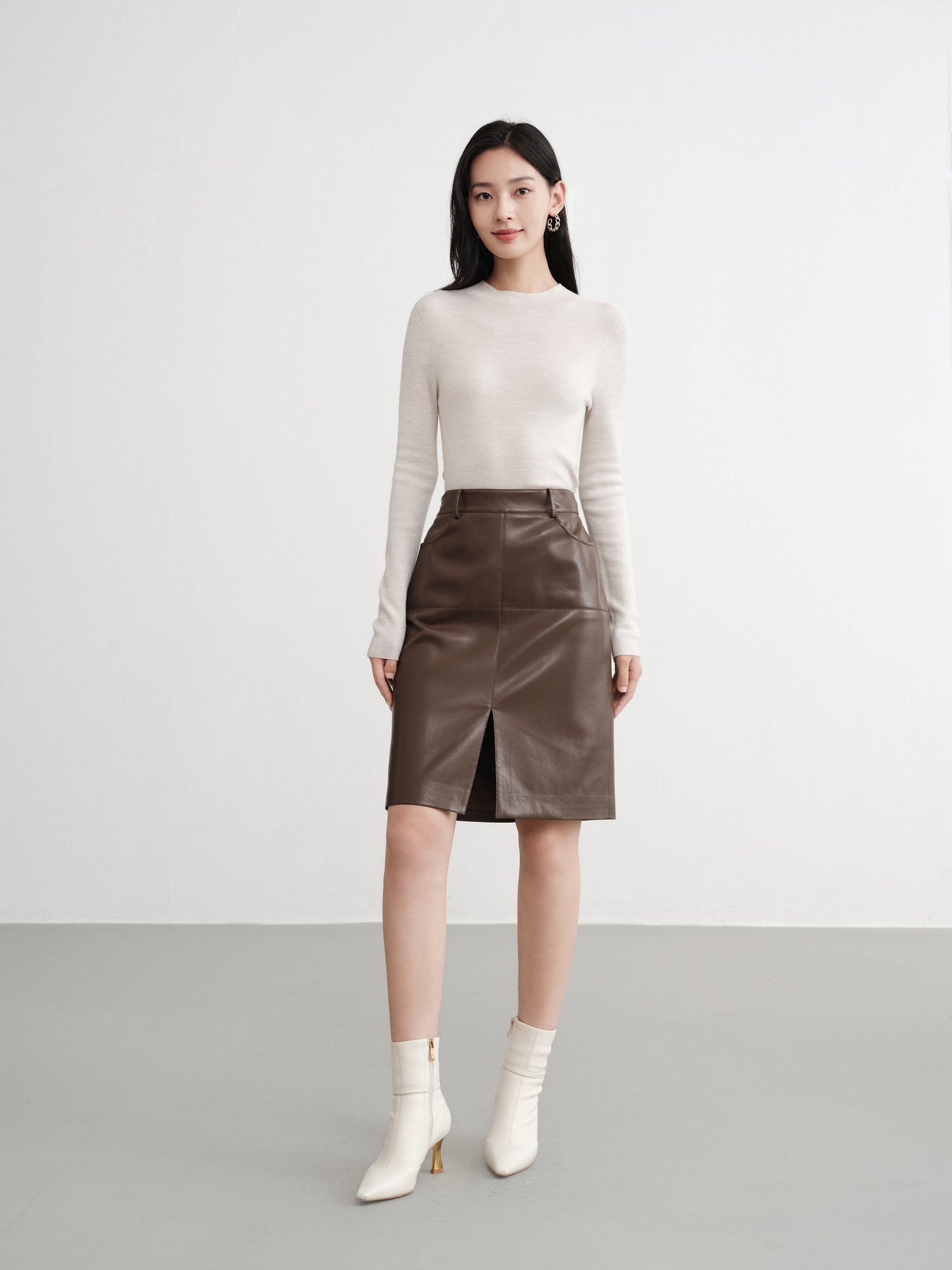 Wool Knit Top Sweater | White