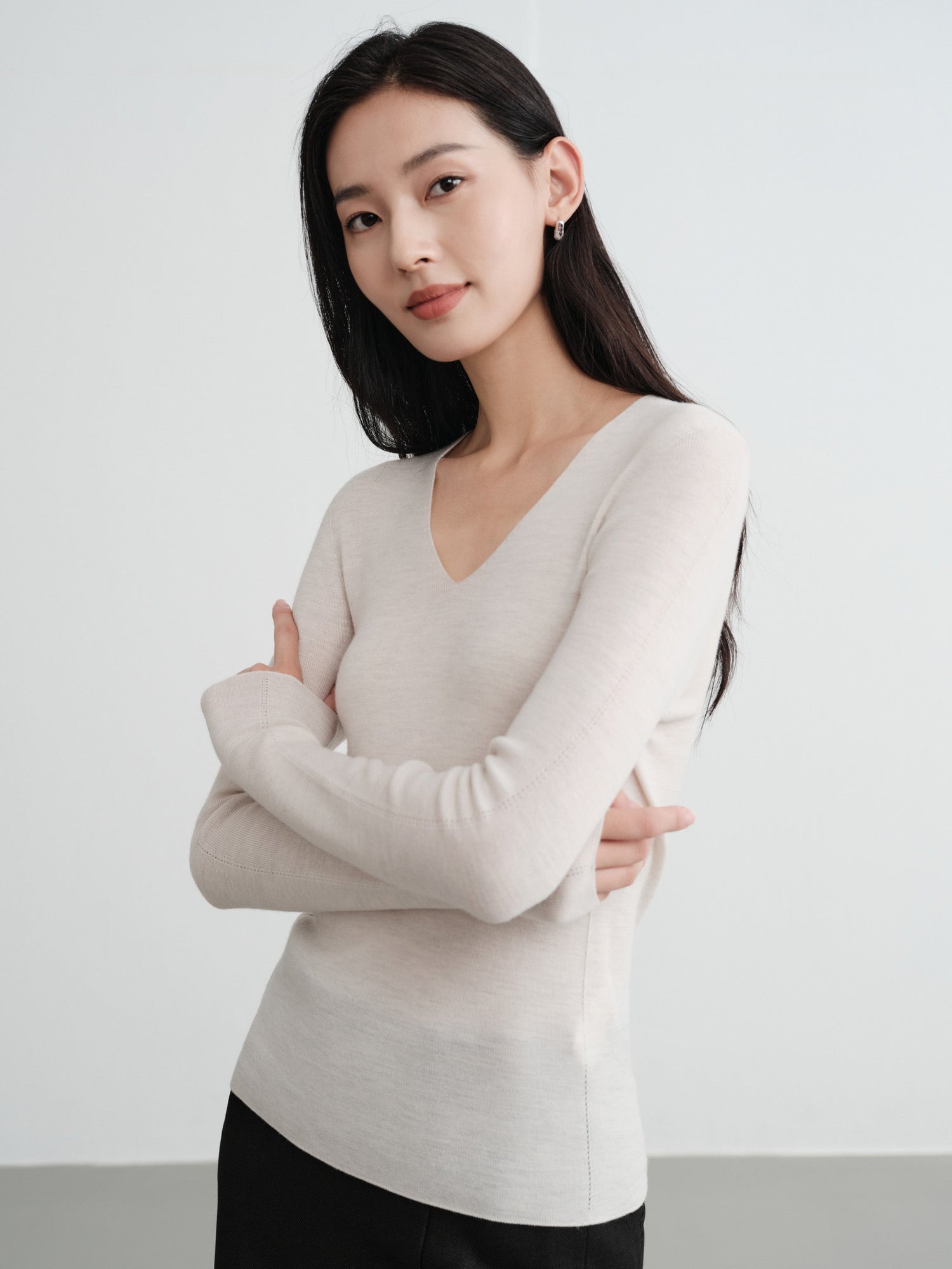 Machine Washable Wool Seamless Base Layer Top | White