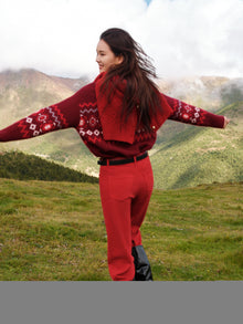 Yak Wool Knit Sweater | Wine Red
