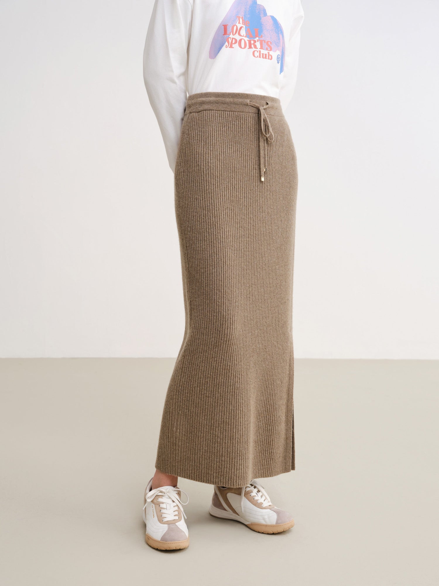 Ribbed Cashmere Skirt | Brown