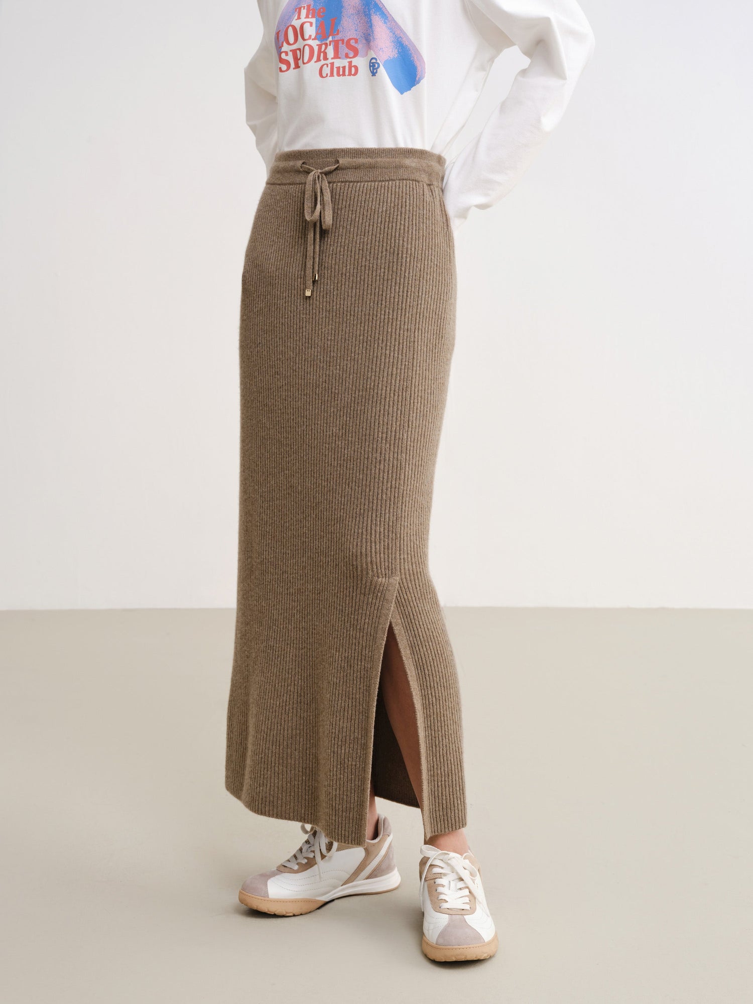 Ribbed Cashmere Skirt | Brown