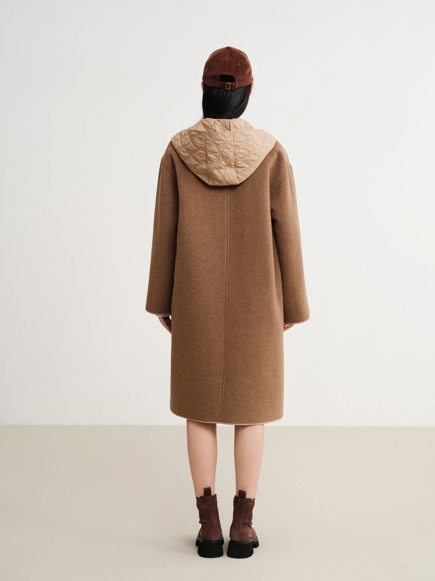 Wool Mid-Length Coat Jacket | Camel