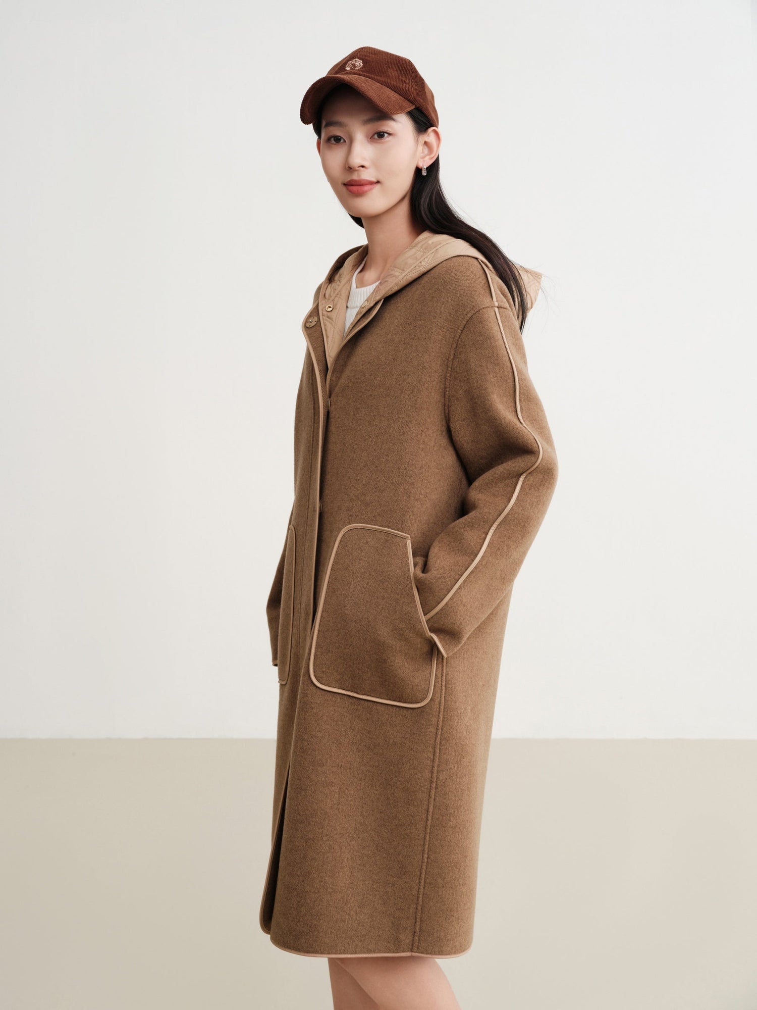 Wool Mid-Length Coat Jacket | Camel