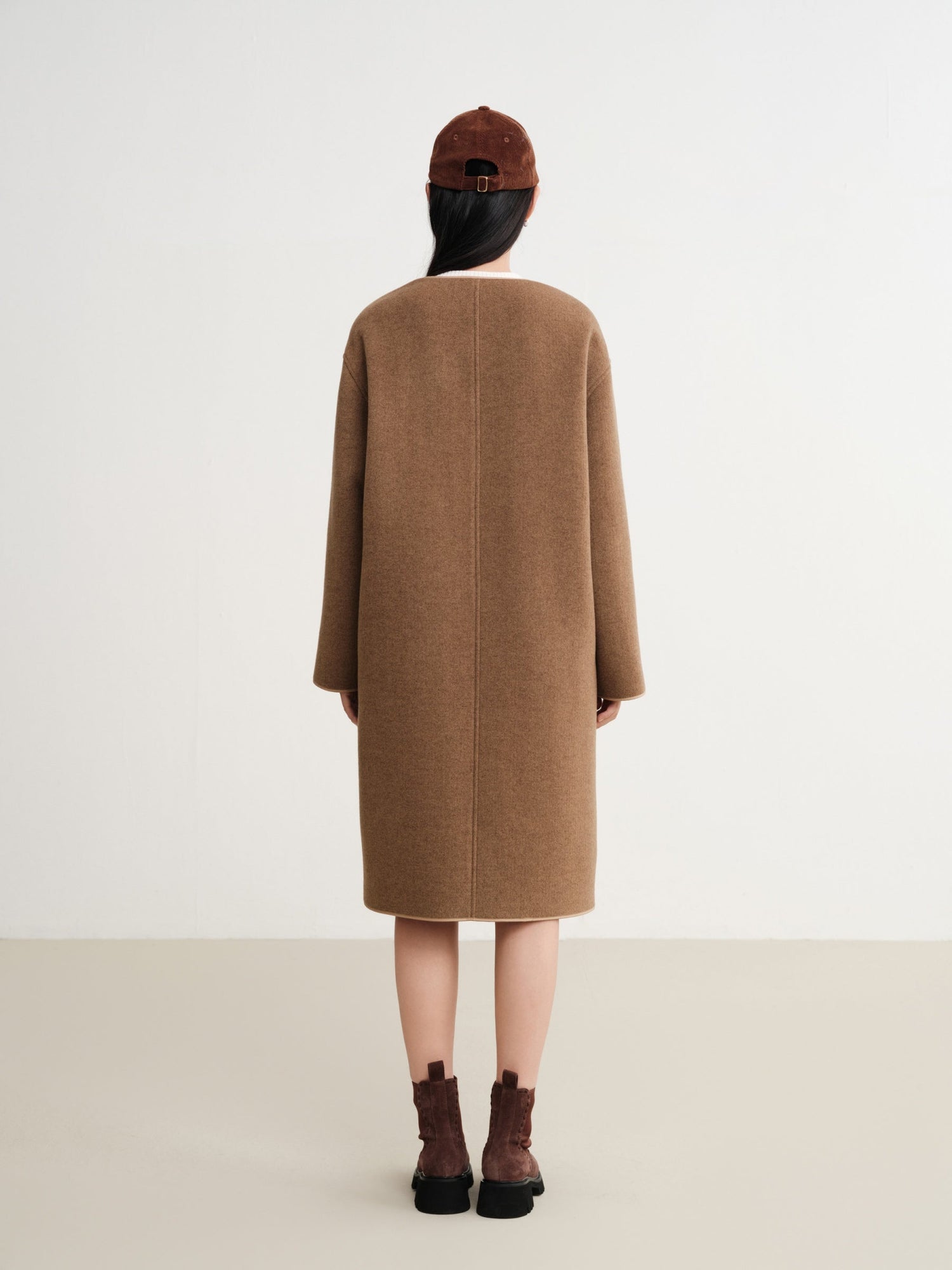 Wool Mid-Length Coat Jacket | Camel