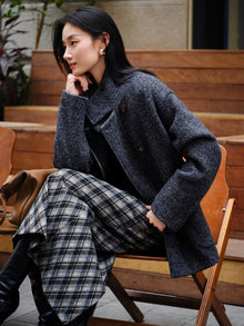 British Style Boucle Wool Yak Wool Woolen Coat | Grey