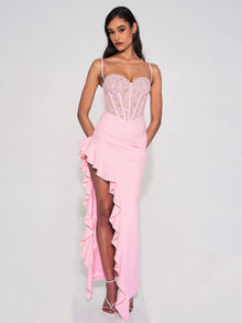 Junia Lace Corset Maxi Dress | Pink