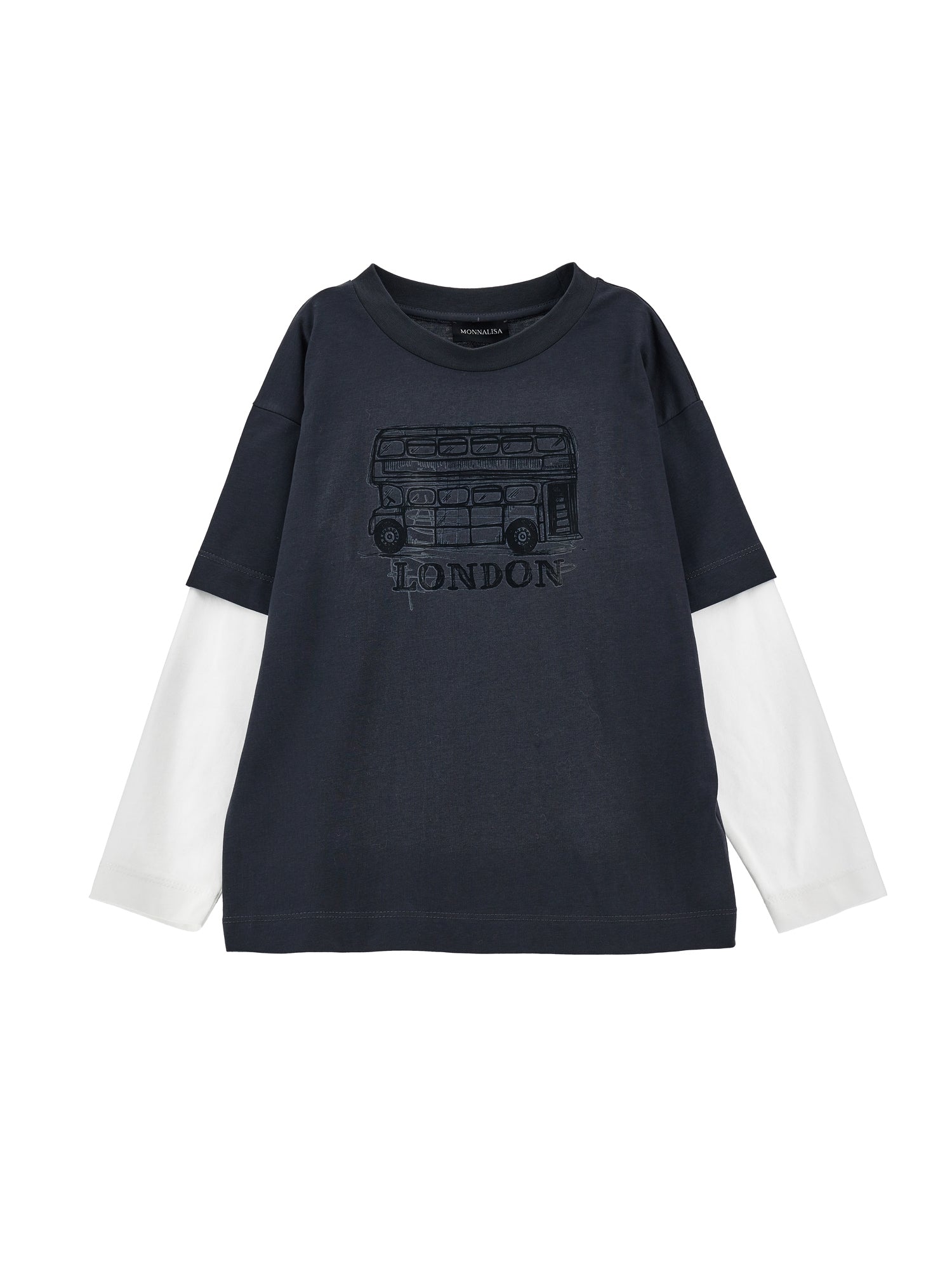 Boys | Double Sleeve T-Shirt | Medium Grey/Cream