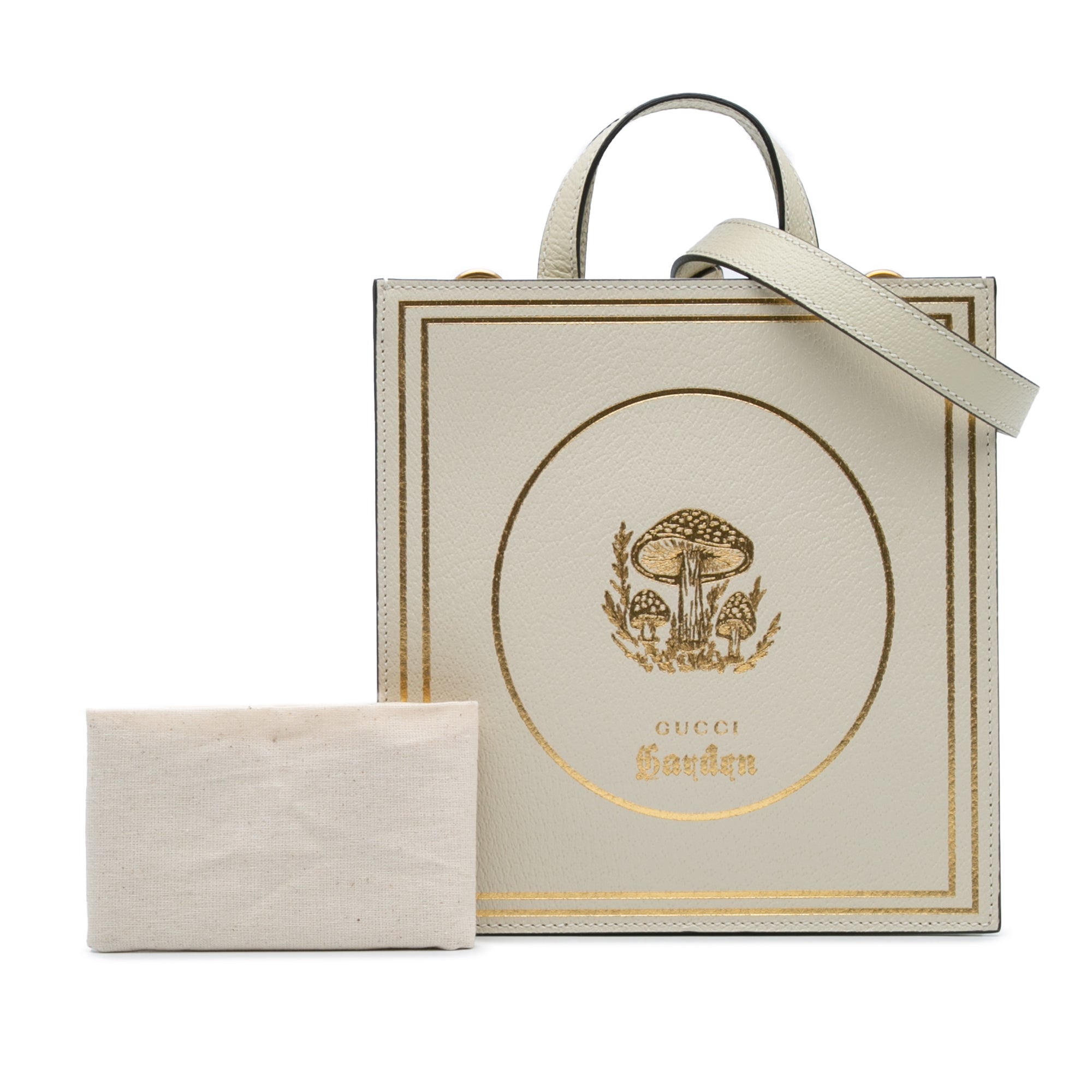 Gucci | Pre-Owned Garden Calfskin Mushrooms Vertical Shopping Tote | Brown/Beige