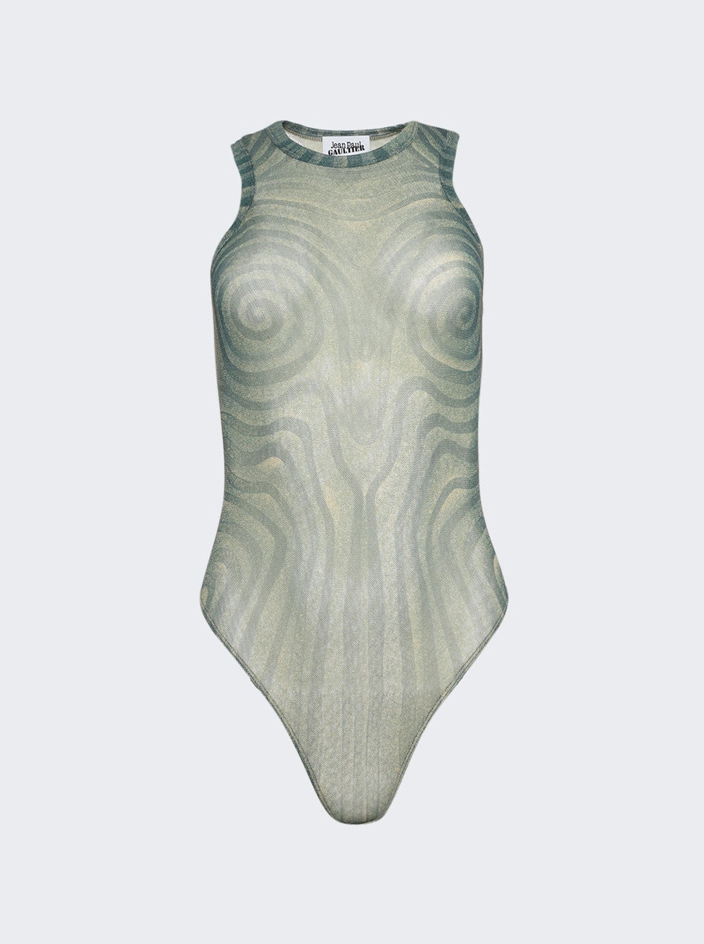 Women | Jean Paul Gaultier | Spiral Bodysuit Ecru And Aqua